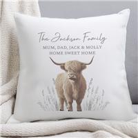 Personalised Highland Cow Square Cushion