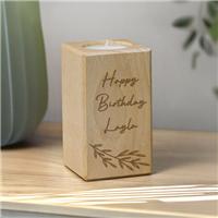 Personalised Botanical Wooden Tealight Holder
