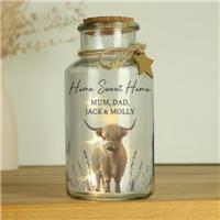Personalised Highland Cow LED Light Up Jar