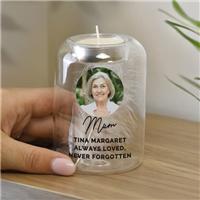 Personalised Feather Memorial Photo Tealight Holder