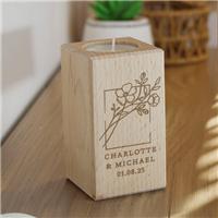 Personalised Floral Boquet Wooden Tealight Holder