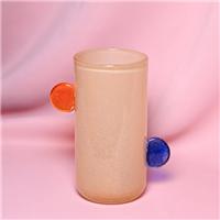 Raspberry Blossom Bobble Handled Yellow Glass Vase