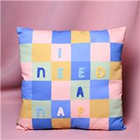 Raspberry Blossom I Need A Nap Square Cushion