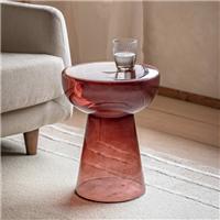 Pia Side Table, Pink & Glass