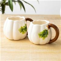 Country Living Set of 2 Pumpkin Shaped Mugs