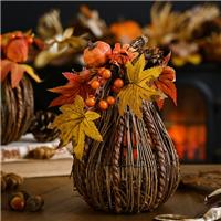 Country Living Natural Rattan Tall Pumpkin Decoration