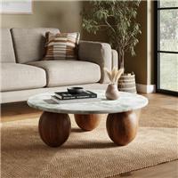 Buffie Coffee Table, Marble and Mango Wood