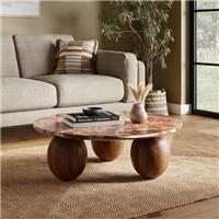 Buffie Coffee Table, Marble and Mango Wood