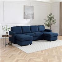 Kayden Textured Weave U-Shape Trundle Sofa Bed