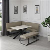 Indus Valley Athena Dining Table With an Athena Faux Leather Corner Bench