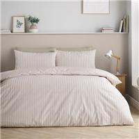 Catherine Lansfield Epping Textured Stripe Reversible Polycotton Duvet Cover & Pillowcase Set