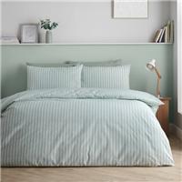 Catherine Lansfield Epping Textured Stripe Reversible Polycotton Duvet Cover & Pillowcase Set
