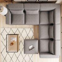 Modular Arne Grey Faux Leather Corner Sofa with Footstool