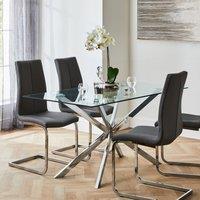 Lumia Rectangular Glass Dining Table with 4 Jamison Chairs