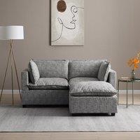 Moda 2 Seater Modular Sofa with Chaise, Light Grey Boucle Grey