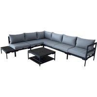 Elements Black Modular 6 Seater Corner Sofa Set with Coffee and Side Tables Black