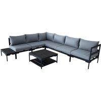 Elements Black Modular 6 Seater Corner Sofa Set with Coffee and Side Tables