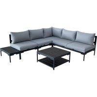 Elements Black Modular 5 Seater Corner Sofa Set with Coffee and Side Tables