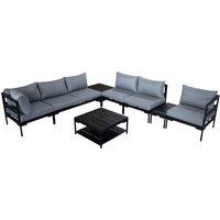 Elements Black Modular 6 Seater Corner Garden Set with Coffee and Side Tables