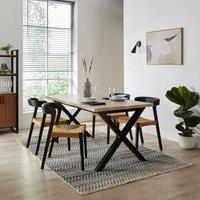 Ezra Rectangular Extendable Dining Table with Melia Black Dining Chairs