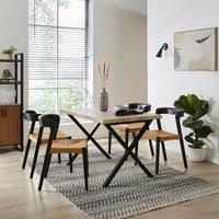 Ezra Rectangular Compact Dining Table with Melia Black Dining Chairs