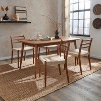 Karla Rectangular Extendable Dining Table with 4 Arthur Dark Stained Oak Dining Chairs