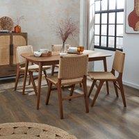 Karla Rectangular Extendable Dining Table with 4 Cordella Dark Stained Oak Dining Chairs