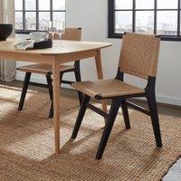 Karla Rectangular Extendable Dining Table with 4 Cordella Black Oak Dining Chairs