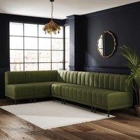 Amali Matte Plush Velvet Left Hand Dining Bench Olive Bundle