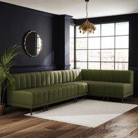 Amali Matte Plush Velvet Right Hand Dining Bench Olive Bundle