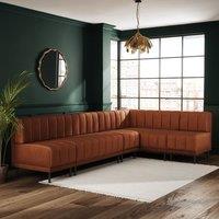 Amali Matte Plush Velvet Right Hand Dining Bench Orange Bundle