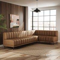 Amali Faux Leather Right Hand Dining Bench Tan Bundle