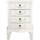 Toulouse 4 Drawer Bedside Table White