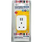 Intercontinental Travel Adaptor with Two USB Ports White