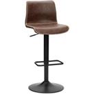 Venice Adjustable Height Swivel Bar Stool, Faux Leather Brown