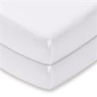 Pack of 2 100% Cotton Jersey Fitted Sheets White