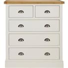 Compton 5 Drawer Chest, Ivory & Oak Cream and Brown