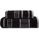 Sheared Stripe Black Towel Black