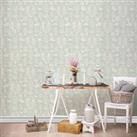 Woodland Duck Egg Wallpaper Blue and White