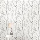 NuWallpaper Woods Grey Self Adhesive Wallpaper Grey/White