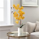 Artificial Orchid Ochre in Grey Pot 56cm Yellow