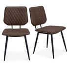 Austin Set of 2 Dining Chairs, Faux Leather Brown