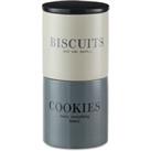 Set of 2 Monochrome Cookie and Biscuit Stacking Canisters Cream