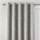 Chenille Silver Thermal Eyelet Door Curtain Silver