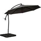 3m Deluxe Pedal Operated Rotational Cantilever Parasol with Cross Stand Cream
