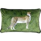 Paoletti Green Cheetah Botanical Cushion Green