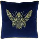 Paoletti Cerana Blue Bee Velvet Cushion Blue