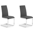 Roma Set of 2 Dining Chairs, Grey Faux Linen Grey