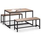 Tribeca Rectangular Dining Table with 2 Benches, Black Black