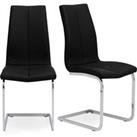 Jamison Set of 2 Dining Chairs, Faux Leather Black